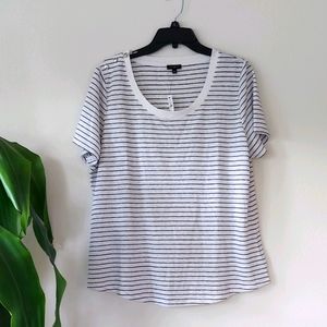 Talbots Striped Linen Blend Tee NWT
